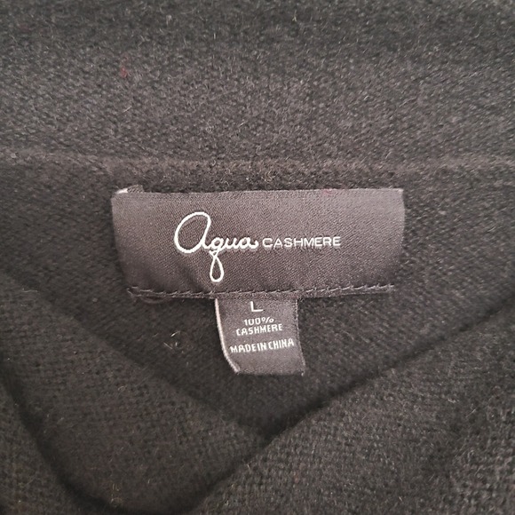 Aqua 100% Cashmere Black Cowl Neck Sweater LARGE Quiet Luxury Old Money Timeless - Picture 3 of 8